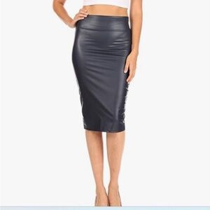 NWT - High-Waist Black Faux Leather Pencil Skirt
